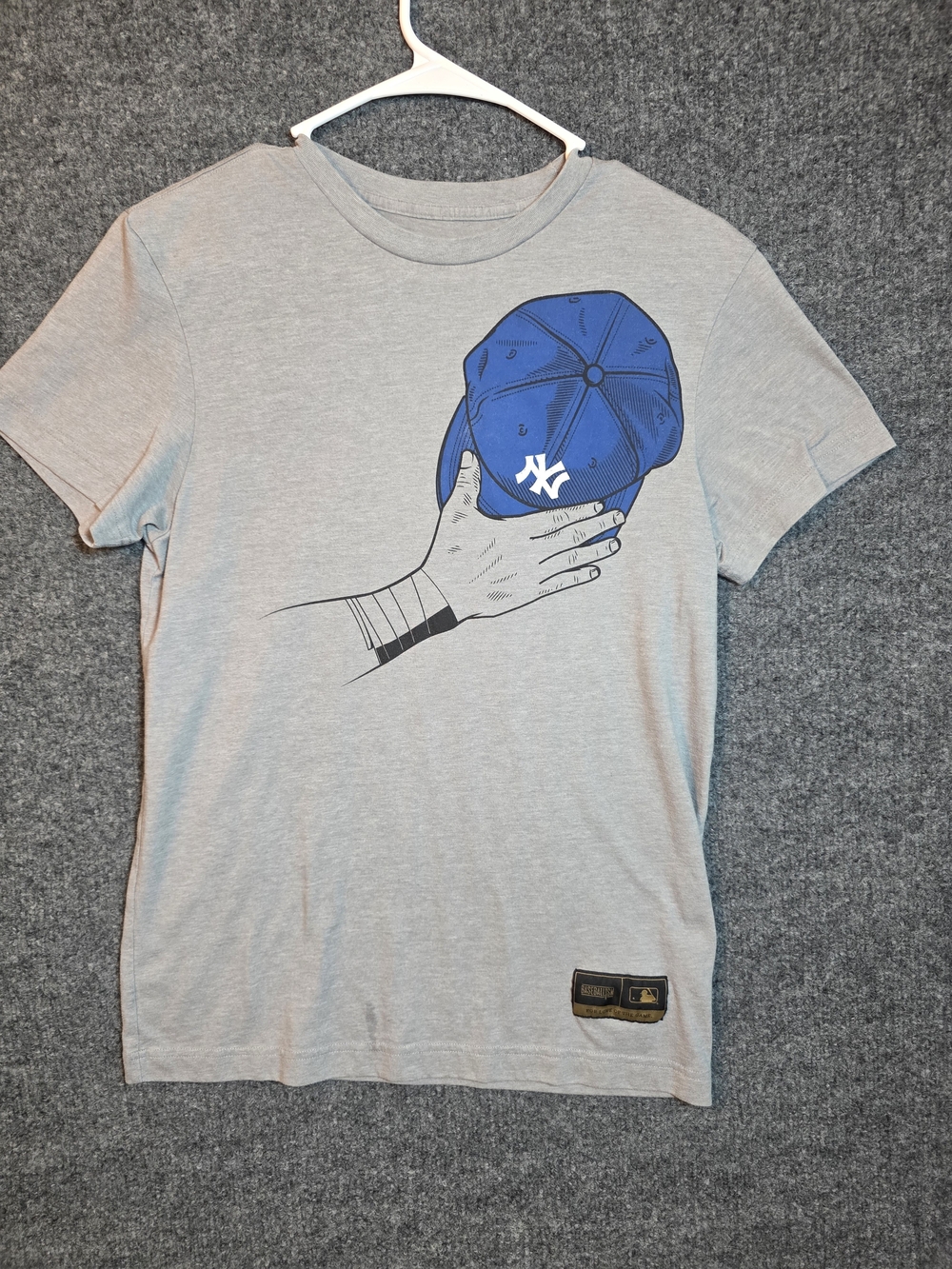 Baseballism New York Yankees Cap Off T-Shirt Heather Grey Graphic Tee Small